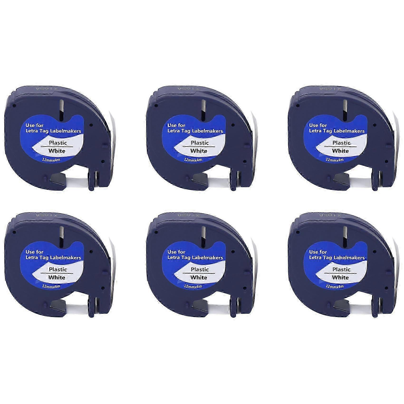 6Pcs LetraTag Refills Label Tapes Label Maker for 91331White 4M x 12mm Label Printer for Label Make