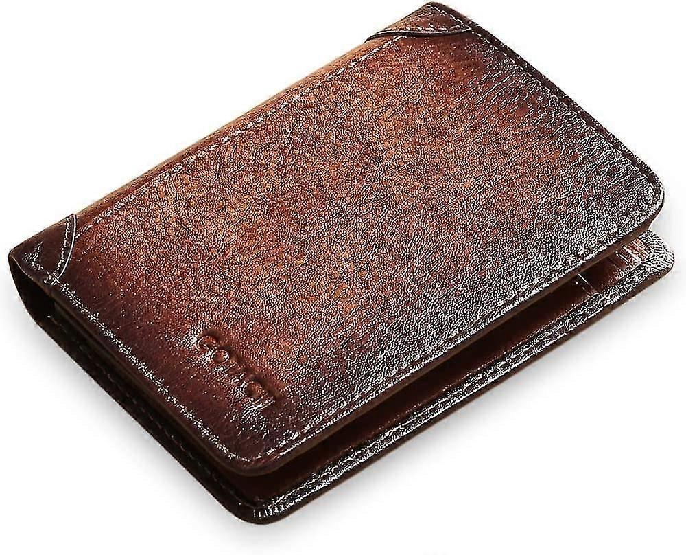 Slim Wallet For Men Genuine Leather Blocking Trifold Wallet With 2 Id Window