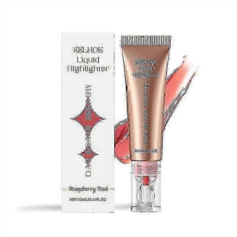 Liquid Highlighter Blush Cream (Raspberry Red) Natural Lightweight Matte Gloss Highlighter Multi-Functional Facial Blush Cream