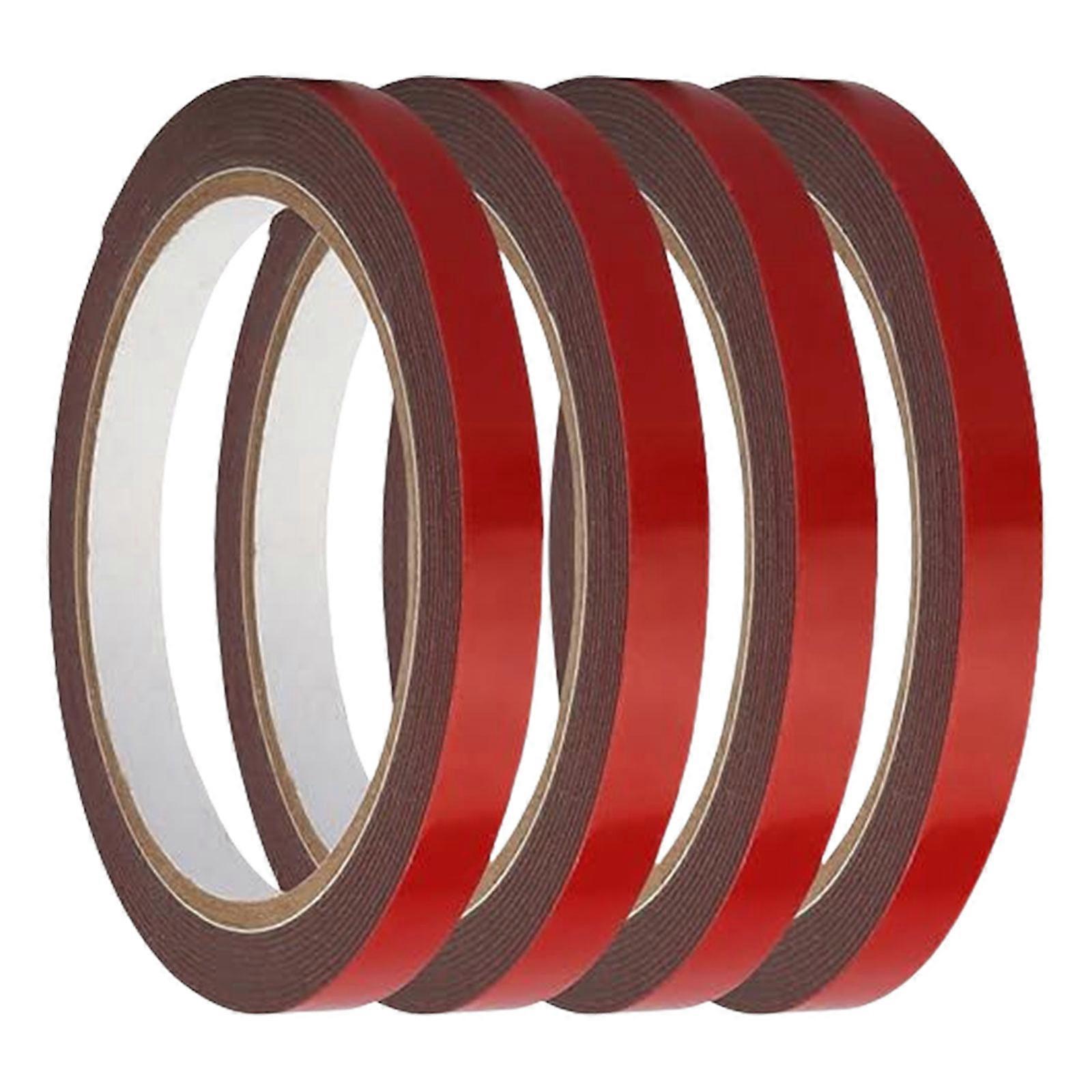 4 Rolls Car Double Sided Foam Tape Width 10mm/0.39inch Easy to Use for Vehicle Trim and Seals Car Exterior Tape