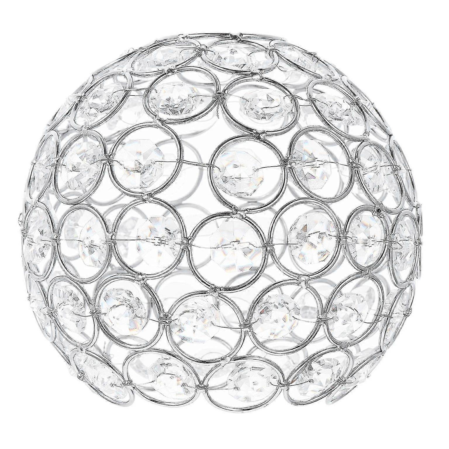 Stylish Silver Lampshade for Table Lamps - Modern Iron & Crystal Design, Eye-Friendly Lighting, Easy Installation