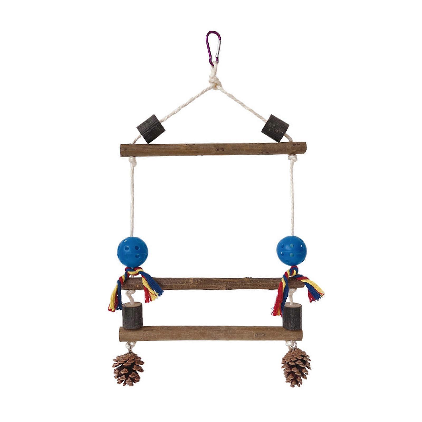 Natural Wood Bird Stand Birdcage Entertainment Accessory Pet Bird Exercise for Chewing and Swinging