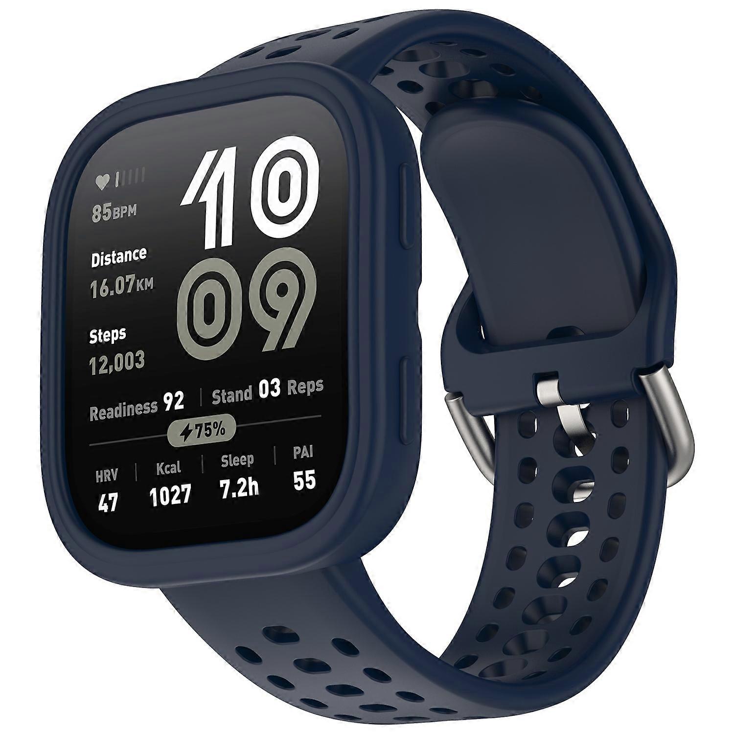 For Huami Amazfit Bip 6 A2435 Silicone Breathable Watch Band+Protective Case