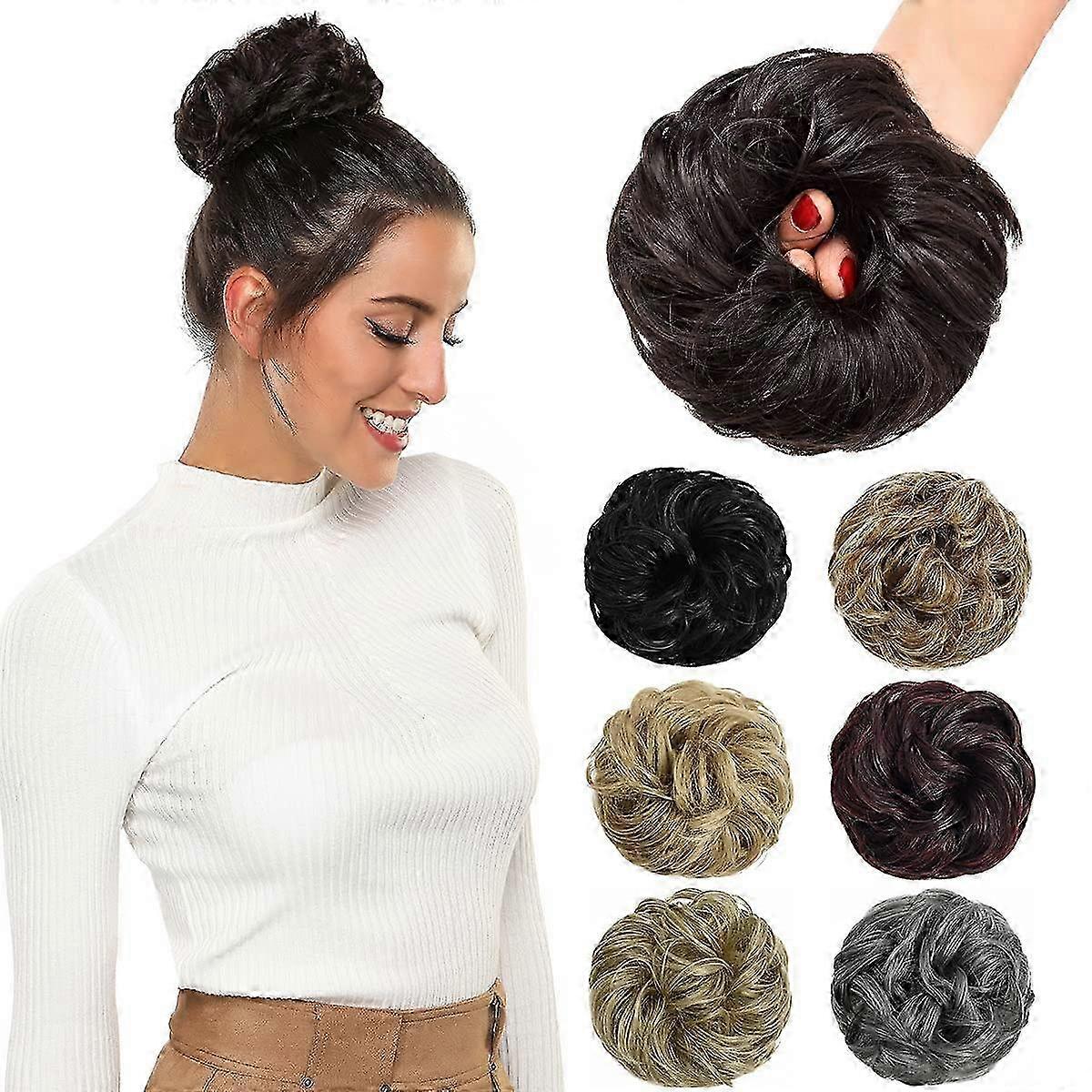 Niechlujne przedłużanie włosów w koku dla kobiet - Curly Updo Scrunchie Bun Piece dla łatwej stylizacji