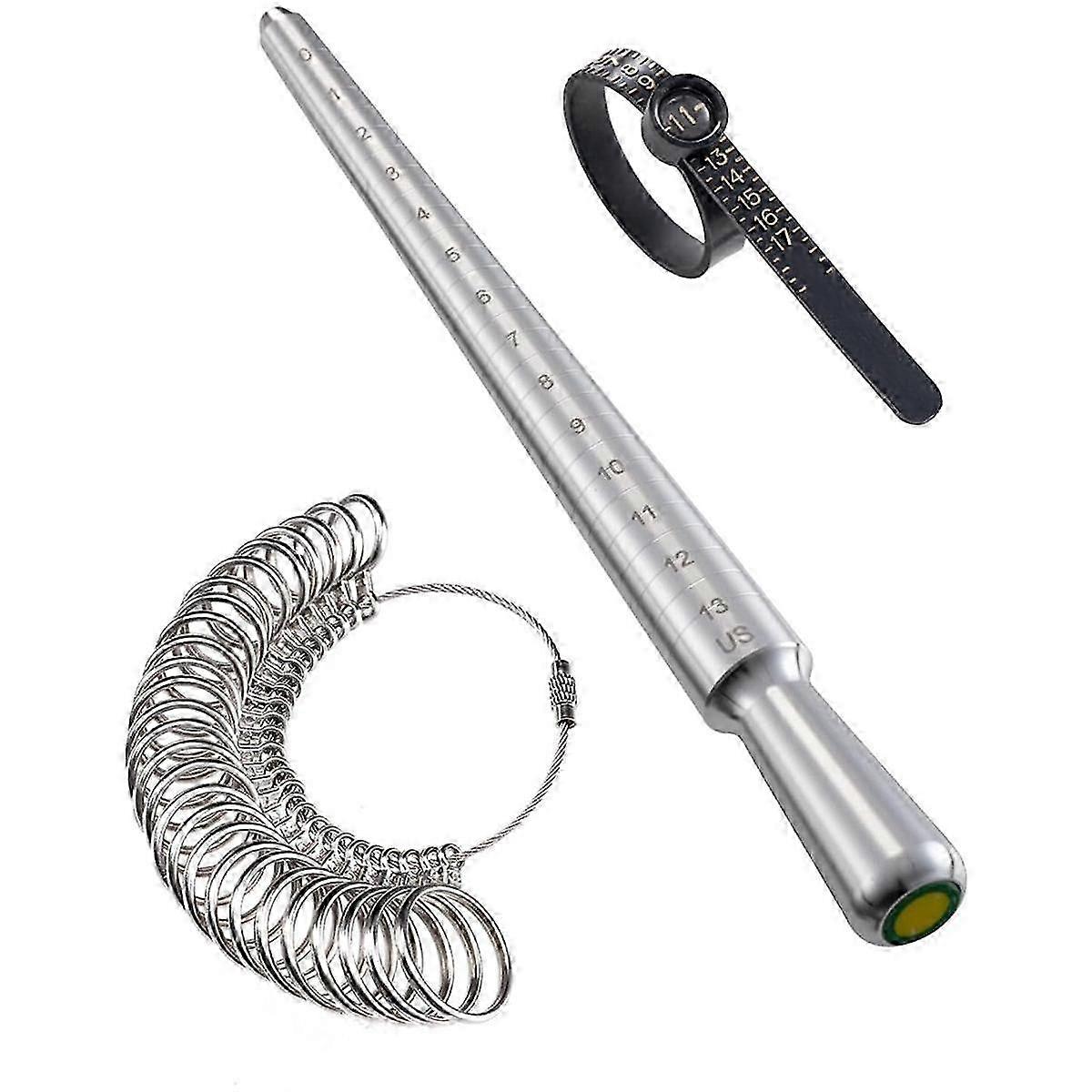 Ring Size Measuring Tool Set, Ringsizing with Magnifying Glass, Solid Ring Mandrel Sizing Tool for