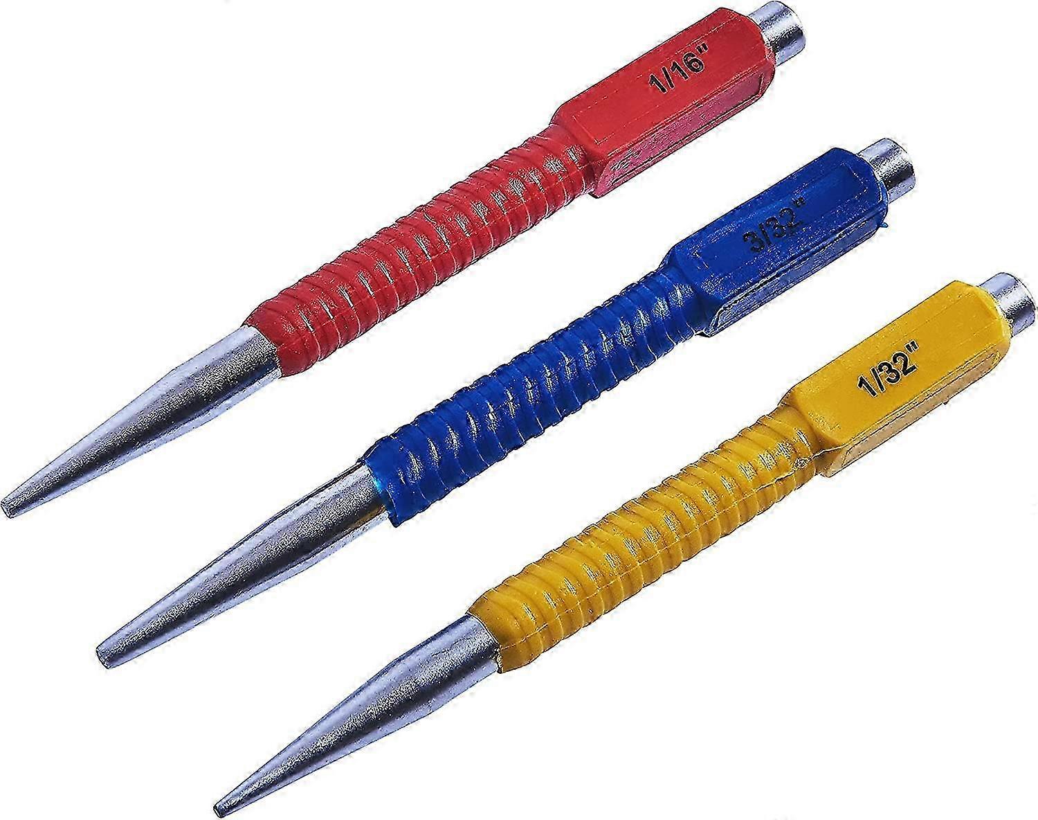 3 Piece Color Coded Nail Punch Set for Various Uses