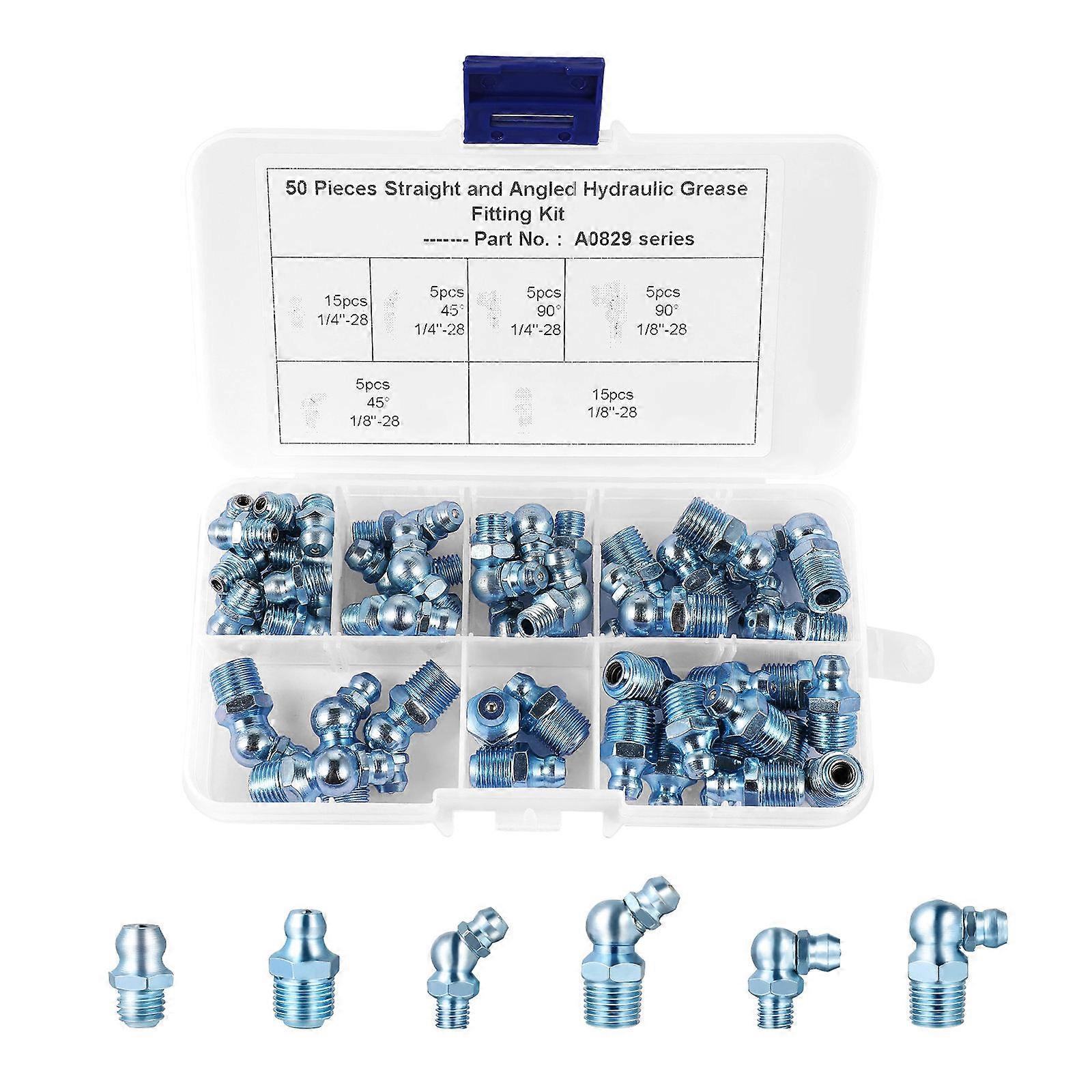 UKCOCO 50 Pcs A0829 Replacement Grease Nipples Fitting Assortment Set Silver