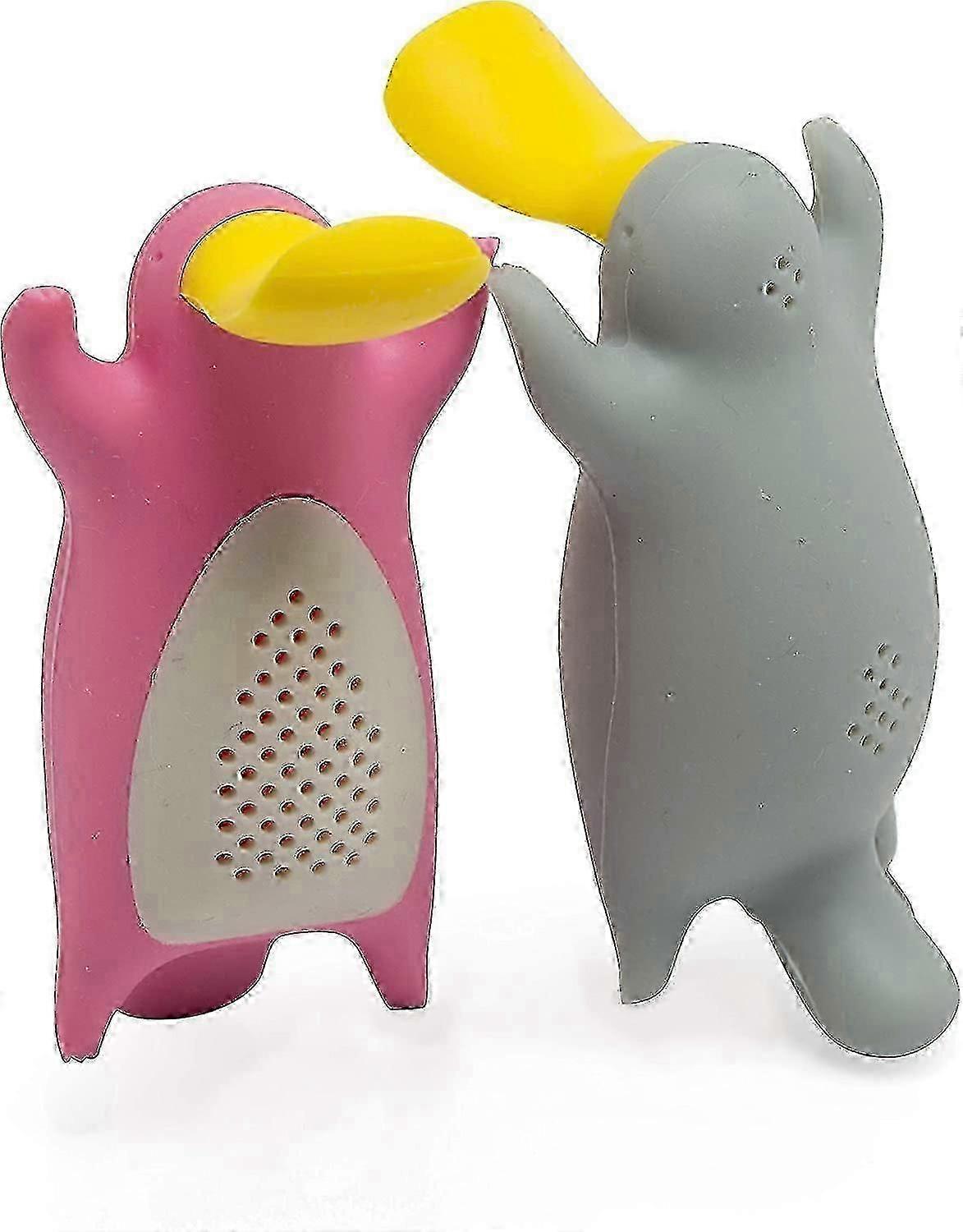 Cute Platypus Tea Infuser Set - Grey & Pink, 2-Piece Gift for Couples