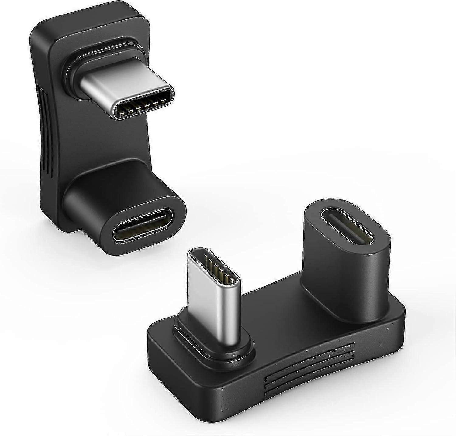 180 Degree Angle Usb C Adapter 2 Pack, U Shape Usb-c To Usb-c Converter Connector With Pd 100w Fast Charging 4k Video, Usb C Angled Extension Adapter