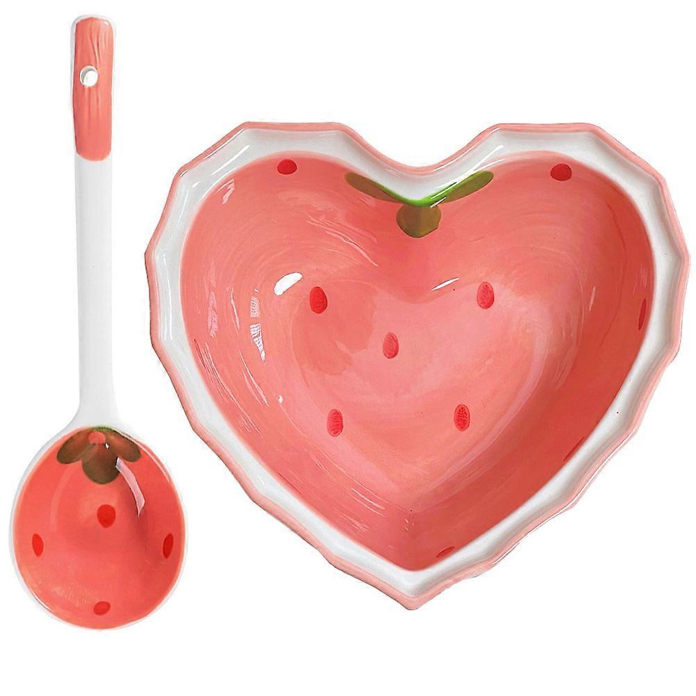 Durably Crafted Bowl Spoon Pair, Heart Design for Serving Small Foods