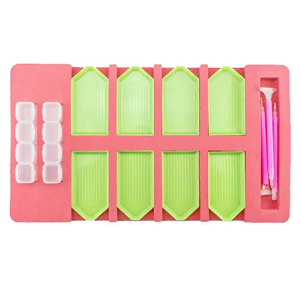 Painting Accessories For Artists Drill Painting Trays Multi-Boat Diamond Paint Organizers Storage DIY Craft Tool Organization Pink 36X20X3CM 14Pcs