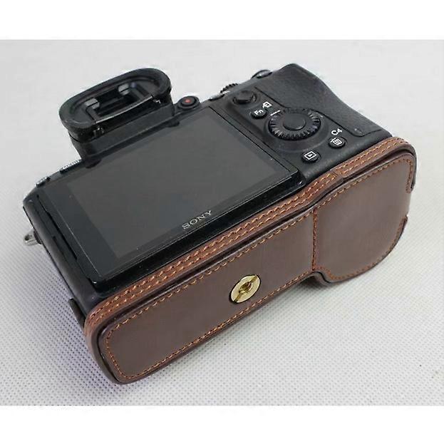 Coque de protection en cuir PU pour appareil photo Sony ILCE-9 A9 A7RM3 F0o A7RIII - Café