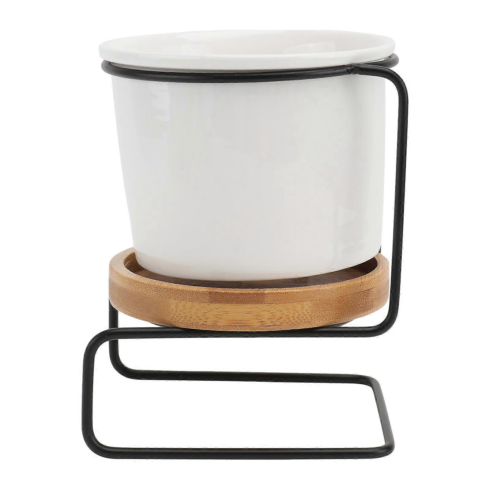 1 Set Ceramic and Iron Vase for Decor Simple Design Artistic Flower Vase 4.5 Inches