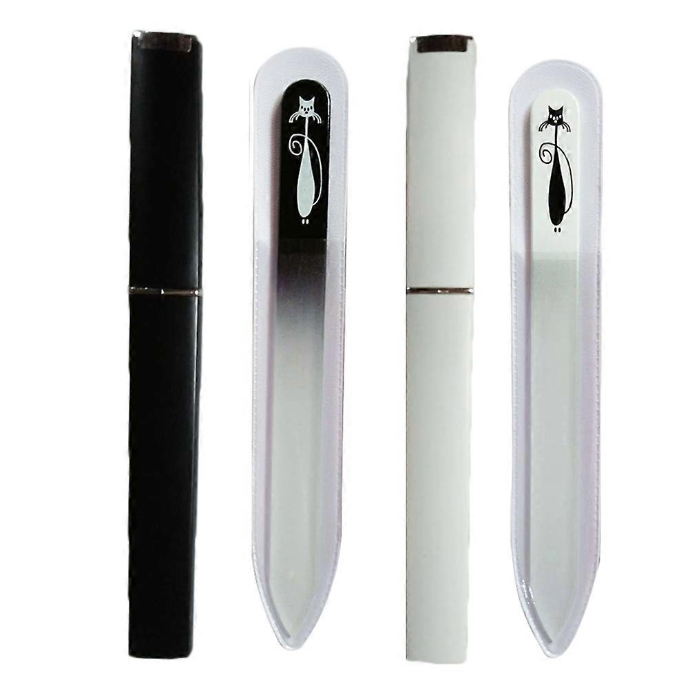 Glass Nail Files Manicure White Professional Nail Technicians Surface Sanding 2Set