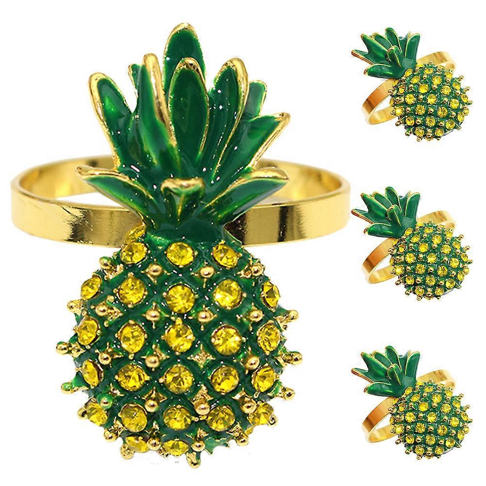 Delicate Pineapple Napkin Rings Elegant Table Setting Accessories Golden 4pcs