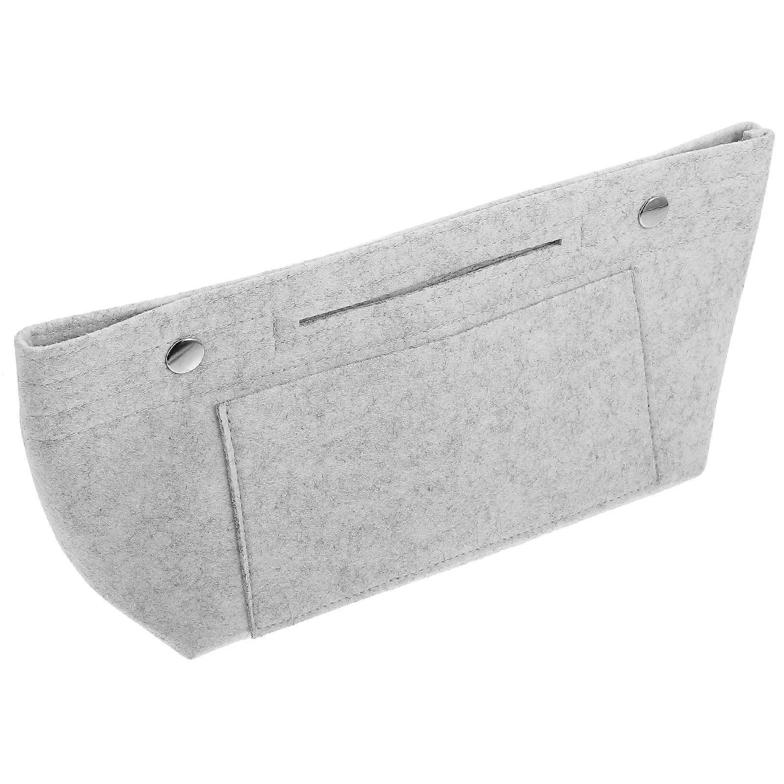 Multi Functional Large Capacity Felt Makeup Bag Liner for Handbags, Foldable Clutch Organizer with Multiple Pockets, Durable Grey Tote Bag Insert for