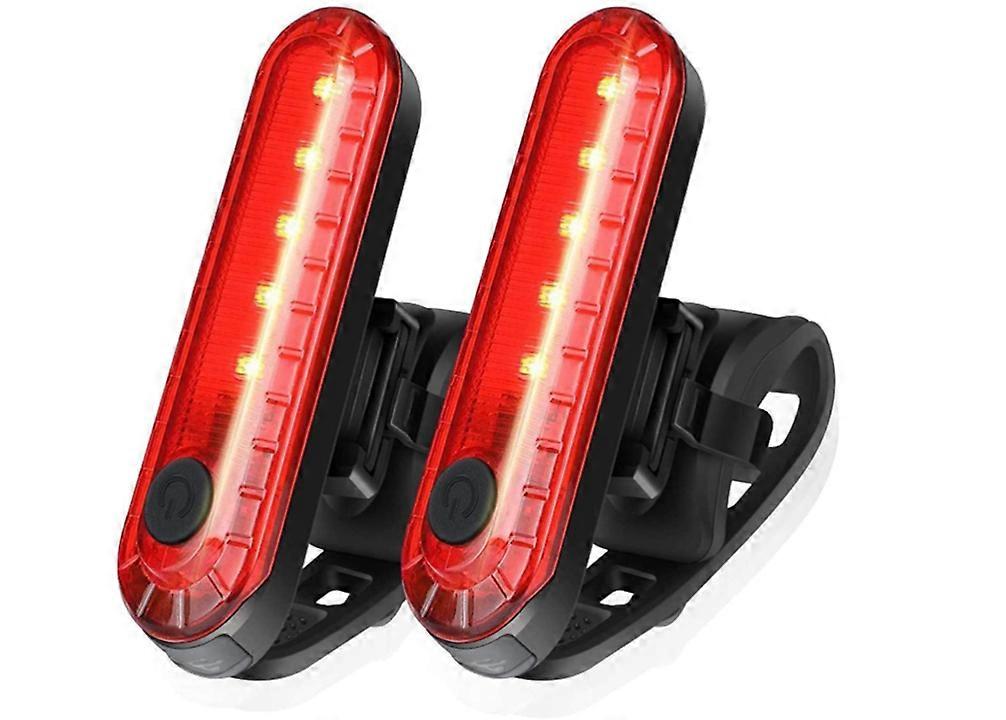 2 Pack Smart Bicycle Tail Light, Ultra Bright LED Warning Bicycle Flashlight USB Rechargeable Waterproof 4 Light Mode(Black)