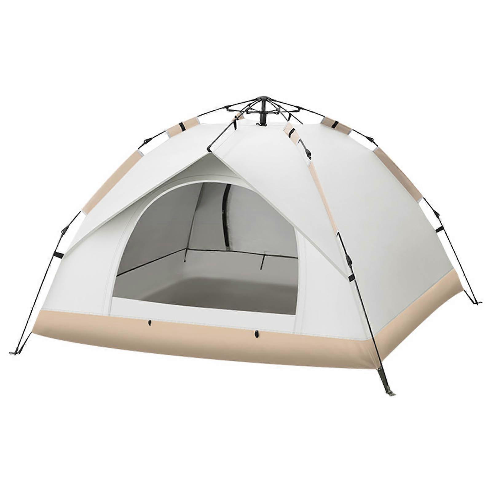 Easy to set up pop-up tent, sun and rain resistant, strong stability, quick and automatic opening, for outdoor camping, white, single layer, 2 people