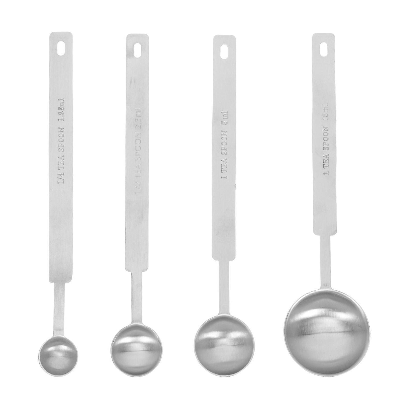 Stainless Steel Measuring Spoons Kitchen Tools for Bakers 4Pcs Silver Cooking Baking