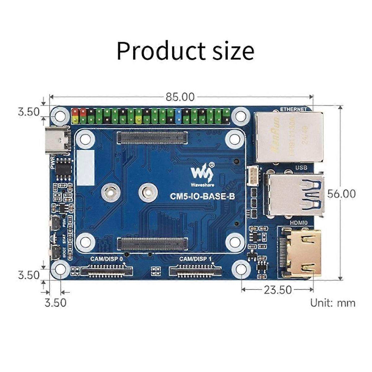 Waveshare Mini Base Board for Raspberry Pi CM5 Expansion Board B-Type HDMI-Compatible RJ45 Gigabit Ethernet M.2 Slot for CM5
