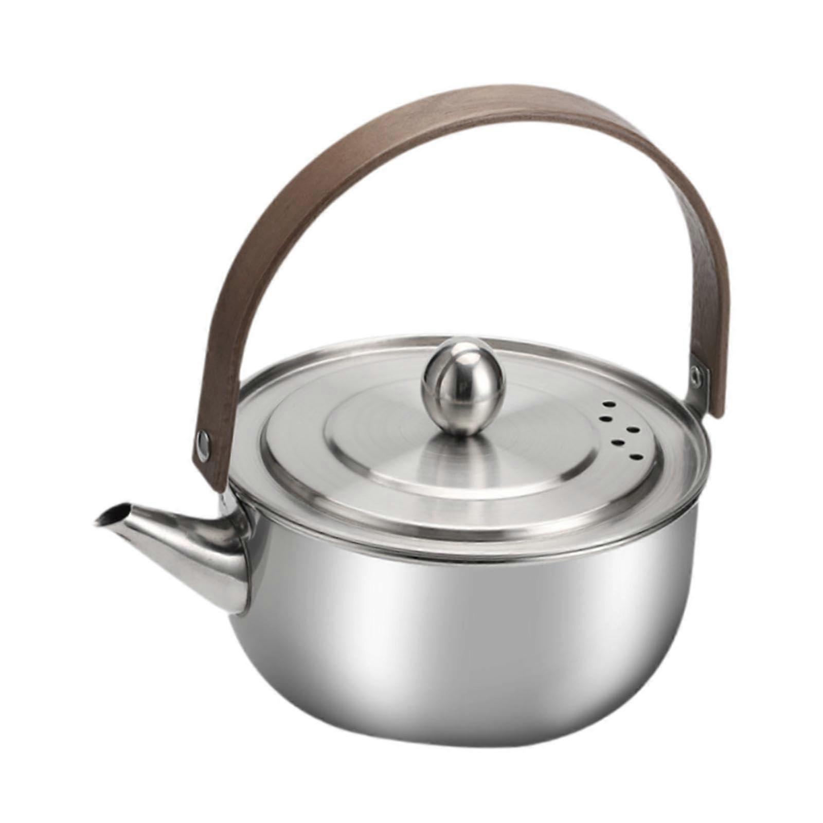 0.5L Camping Kettle Boiling Water Teapot Antiscald and Lockable Handle Tea Kettle Teapot for Camp Mountaineering Silver