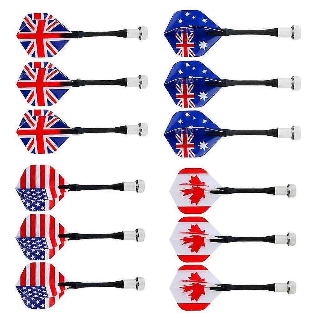 12 Pieces Magnetic Darts for Magnet Dartboard Dart Board Mixed National Flag