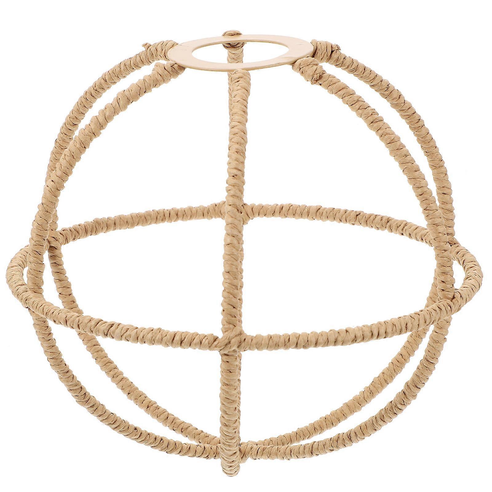 Woven Lampshade Ceiling Light Cover Khaki 18x18x17.5cm Decorative Diffuse Lighting 1Set
