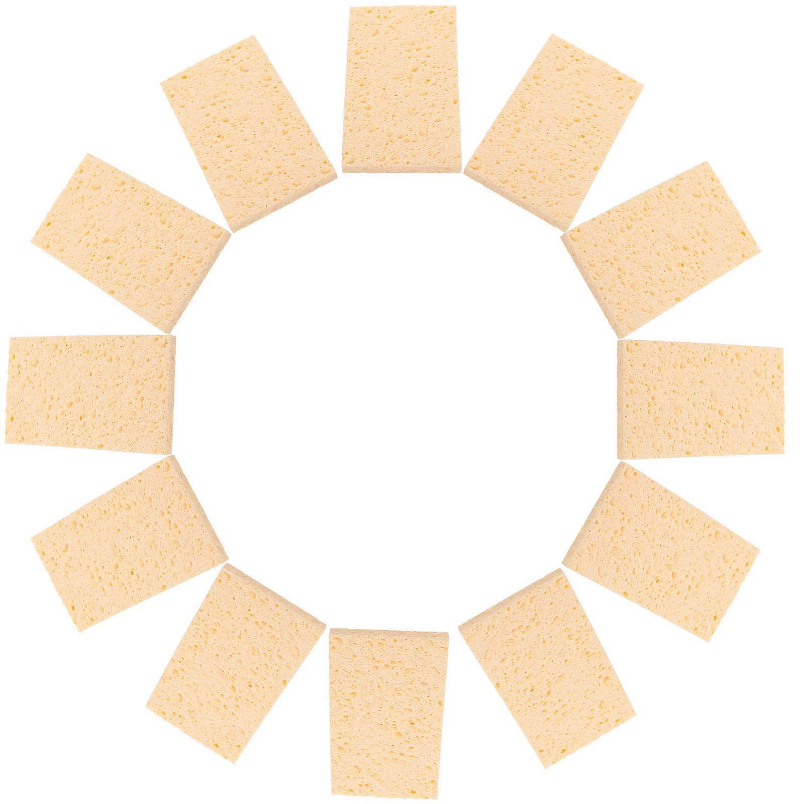 Kitchen Cleaning Sponge For Dishes Dishwashing Sponges Yellow Rectangular Block 12Pack