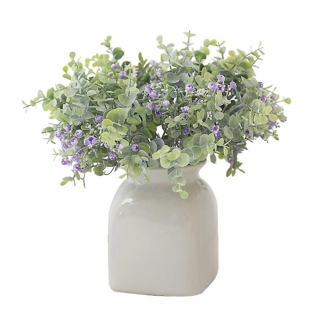 Fake Flower Bouquets Artificial Flower Arrangement Home Wedding Decor Violet Eucalyptus Leaf Simulation Design 36x19cm 1Pc
