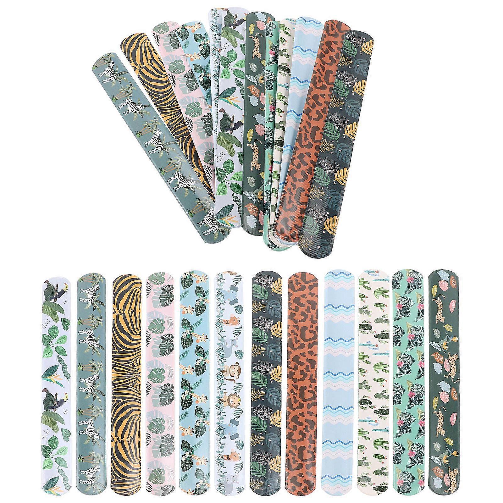 Clapping Slap Bracelets Animal Pattern 24Pcs Assorted Color for Birthday and Festival