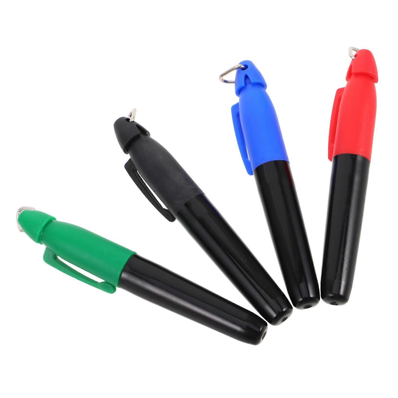 Golf Ball Marker Pens 4-Pack With Triangle Hook Iron Clip, Plastic Marking Pen For Line Drawing And Alignment Tool