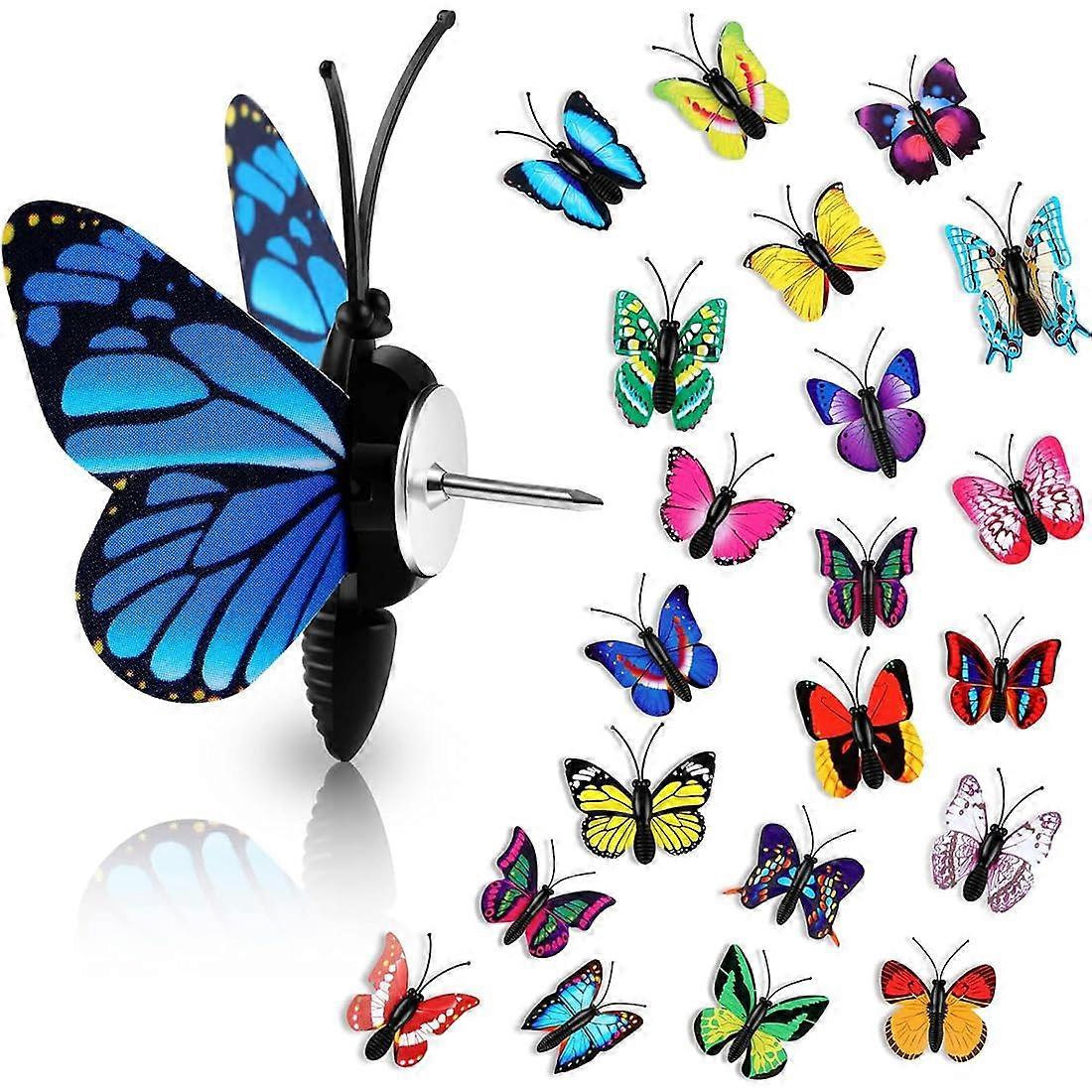 40pcs 3D Butterfly Push Pins, Colorful Decorative Drawing Pins for Bulletin Board