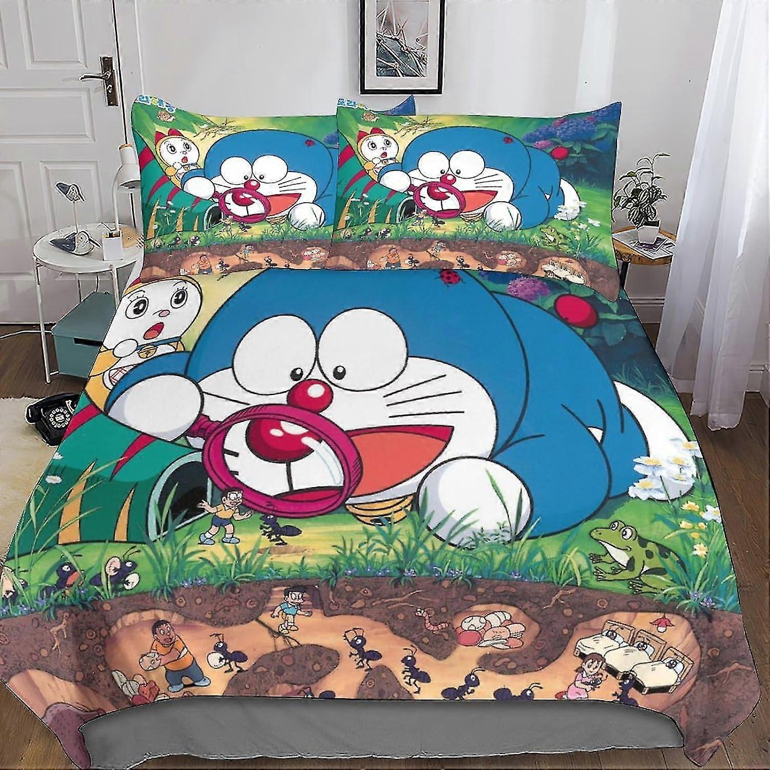 Conjunto de capa de edredom 3D de anime fofo para capa de edredom de cama com travesseiro Shams Capa de cama de microfibra com zíper Conjunto de 3 peças