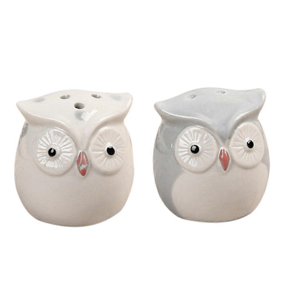 2pcs Ceramic Owl Seasoning Jars, Multifunctional Kitchen Condiment Containers, Smooth Surface, Thin Design, Corrosion Resistant, Easy to Clean for