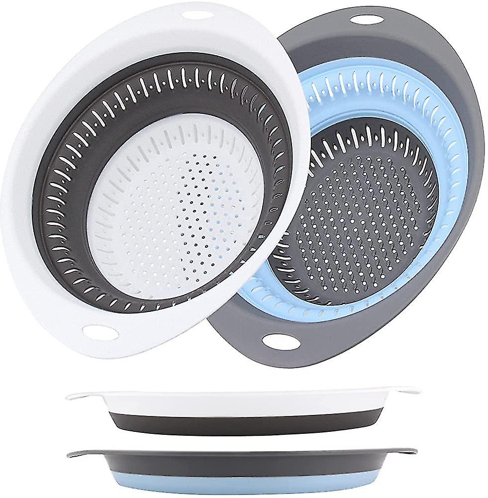 Silicone Kitchen Colander Strainer Set, Folding Strainer Collapsible Strainer For Draining