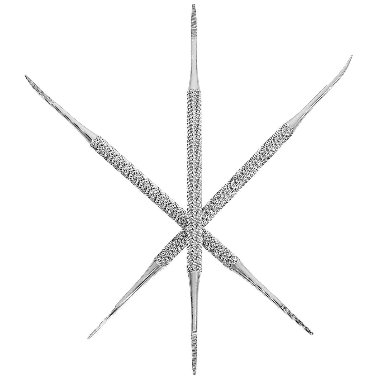 Stainless Steel Nail File and Buffer Set for Toe Use with Double-Sided Design 3pcs Silver