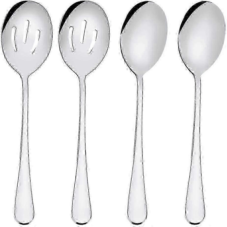 Includes 2 Serving Spoons and 2 Slotted Serving Spoons, 8 3/4" Stainless Steel