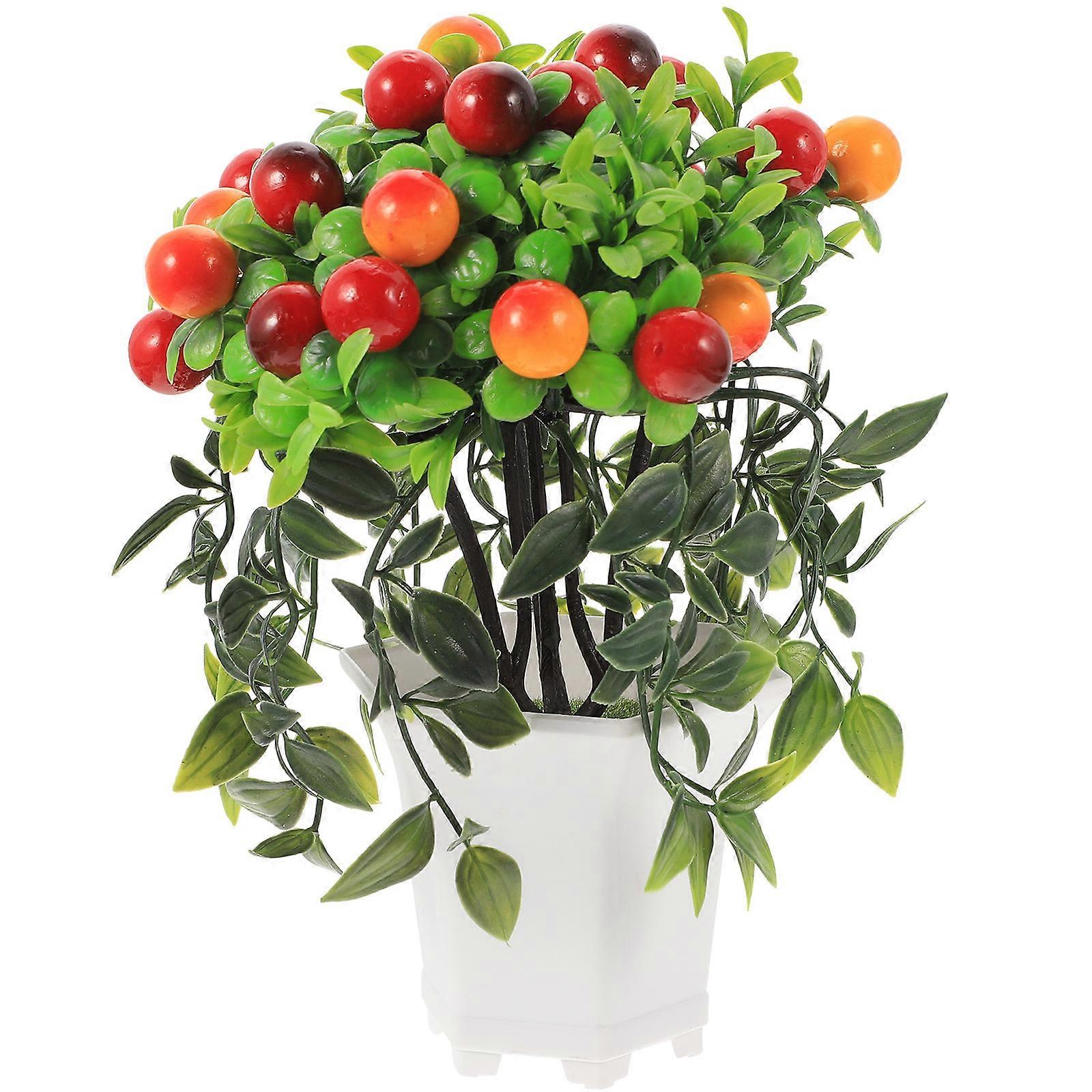 Realistic Artificial Fruit Bonsai Tree – Potted Fake Fruit Plant for Indoor Home and Office Decoration, Elegant Ornament for Table and Space Styling