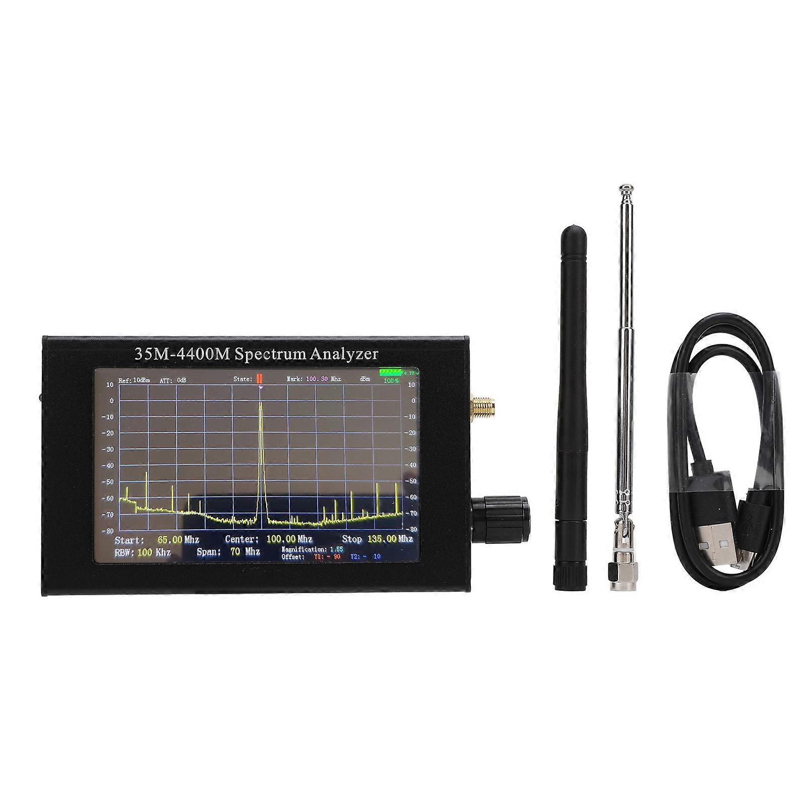 Portable Spectrum Analyzer 35‑4400MHz with 4.3" Screen and Dual Antennas for HF UHF VHF