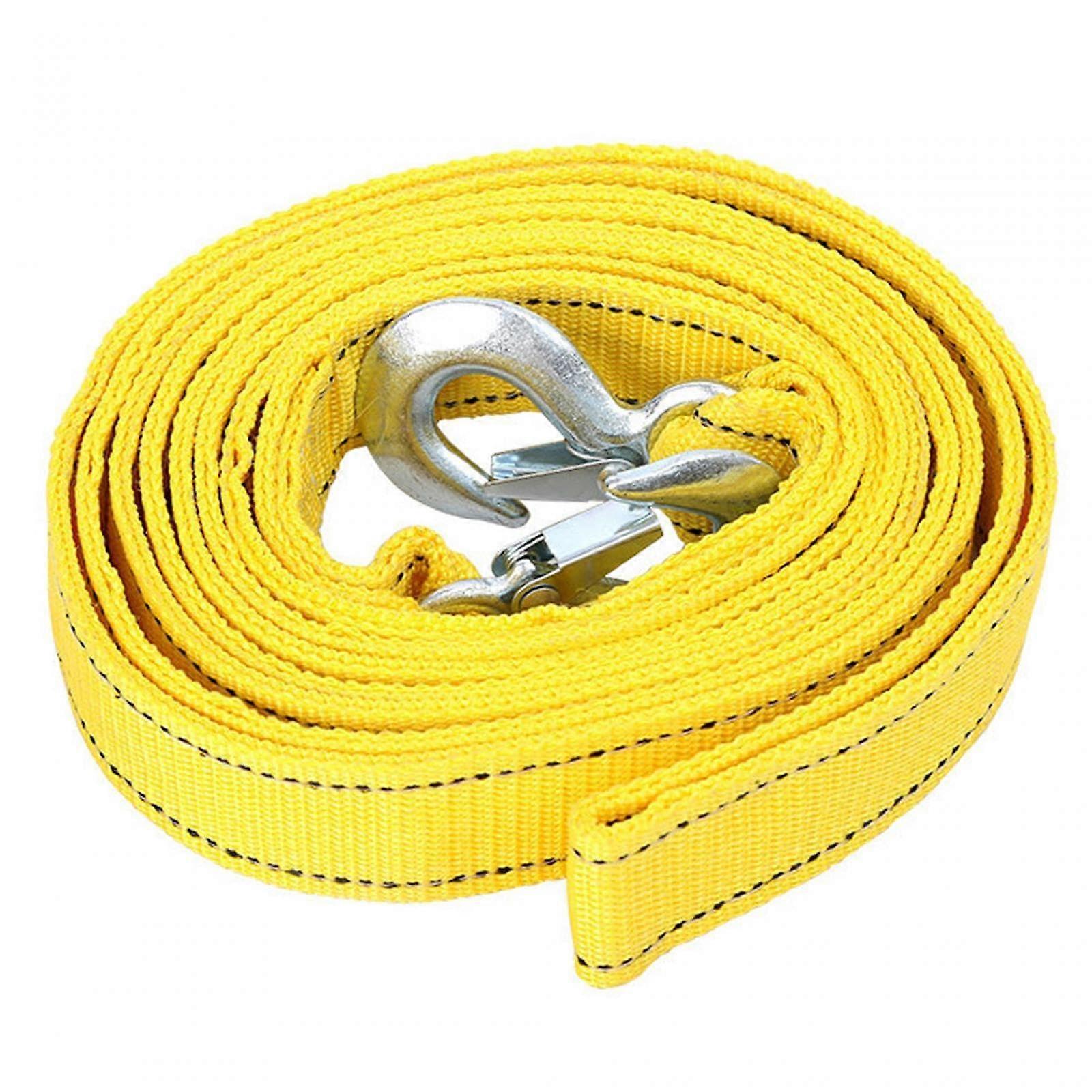 Heavy Duty Tow Strap with Hook, 5T Load Capacity, Yellow Tow Rope for ATVs and Trucks, 4m/4m (4m)