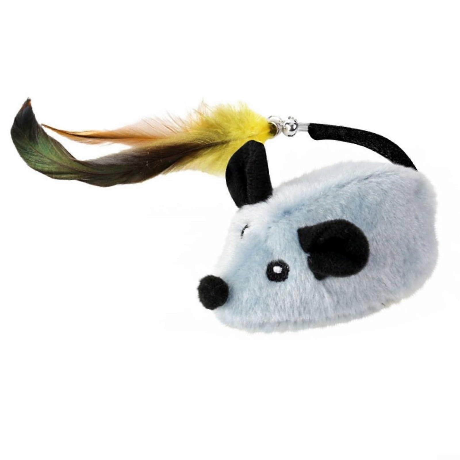 Movable Cat Toy Mouse Interactive Cat Toy Mice Electronic with Furry Tail Automatic Squeaky Toy for Kitten Indoor/Outdoor Exercises (Grey) gray