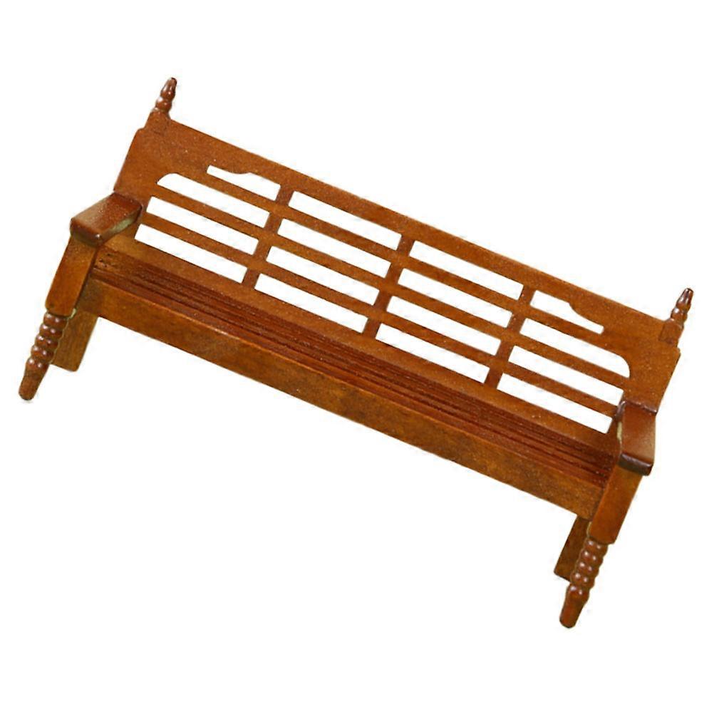 Bench Ornament Miniature Bench Garden Decoration Brown 13.60X7.50X4.50CM Decorative Miniature Landscape Accessory 1Set