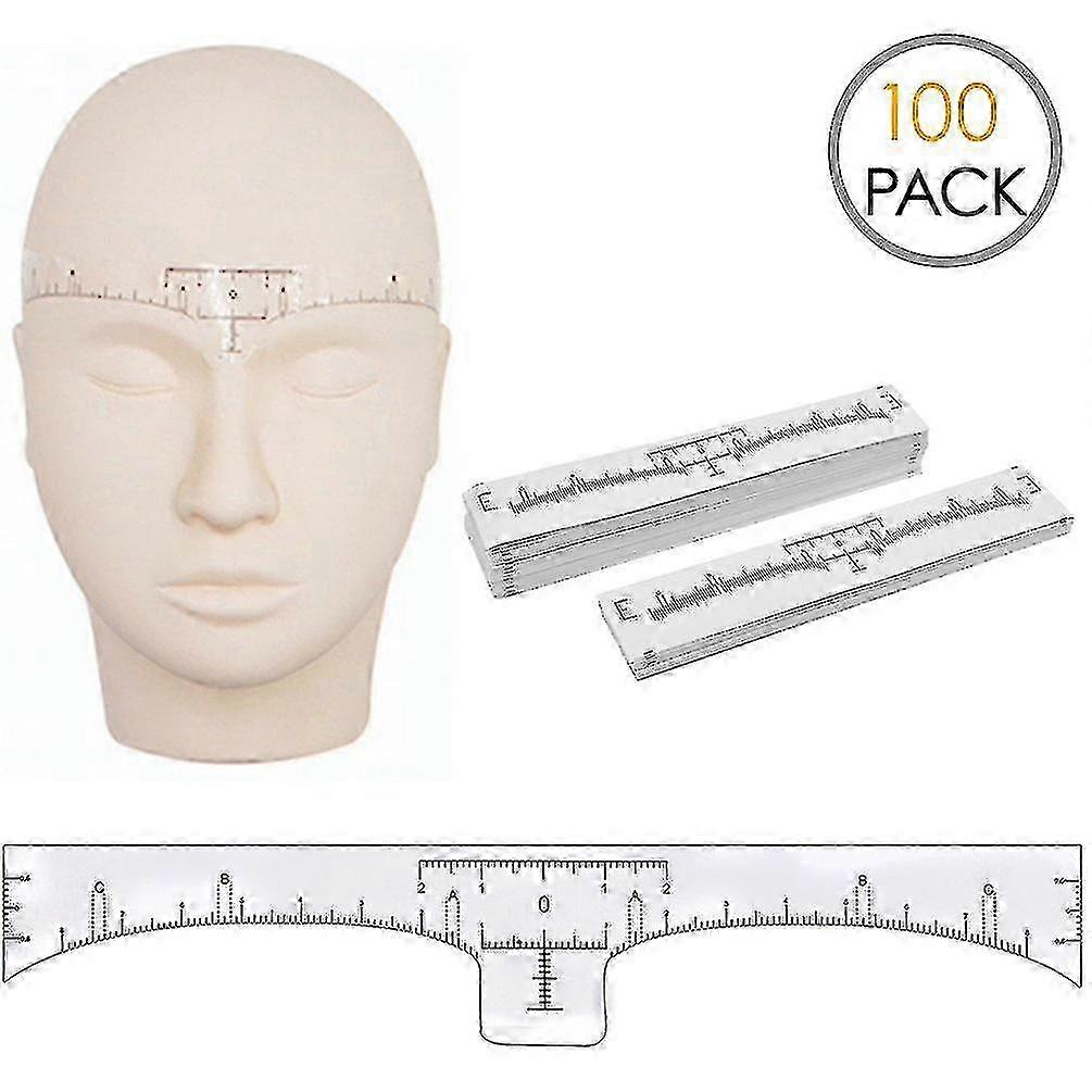 100pcs Disposable Eyebrow Ruler Sticker Stencil Guide Measuring Tool