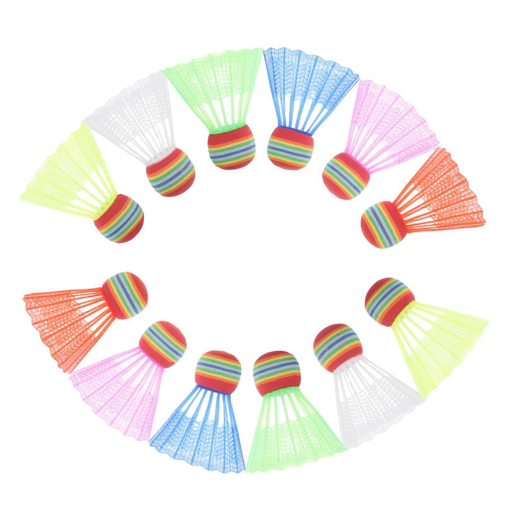 12 pieces plastic colored badminton foam badminton shuttlecocks badminton beginner shuttlecocks