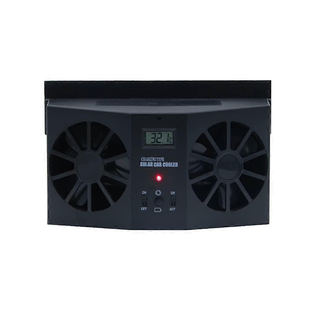 Solar Power Car Fan - Portable Mini Dual Fan for Summer Cooling, Universal Compatibility, White/Black, Efficient Air Circulation