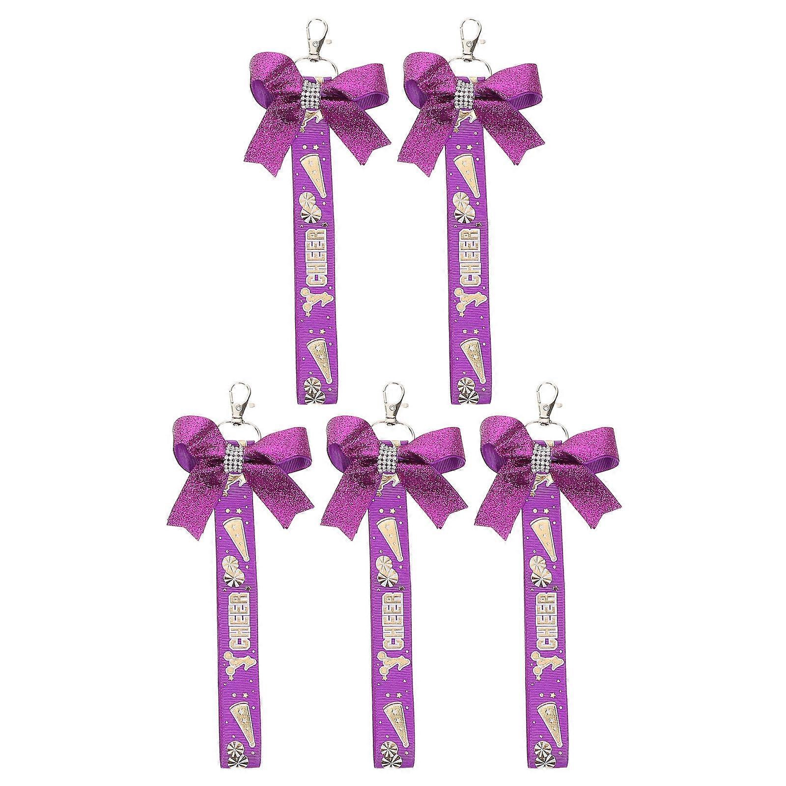 Cheerleading Keychain Set 5pcs Cute Pendant with Bow & Ribbon, Lightweight Charm for Backpacks & Sports Events