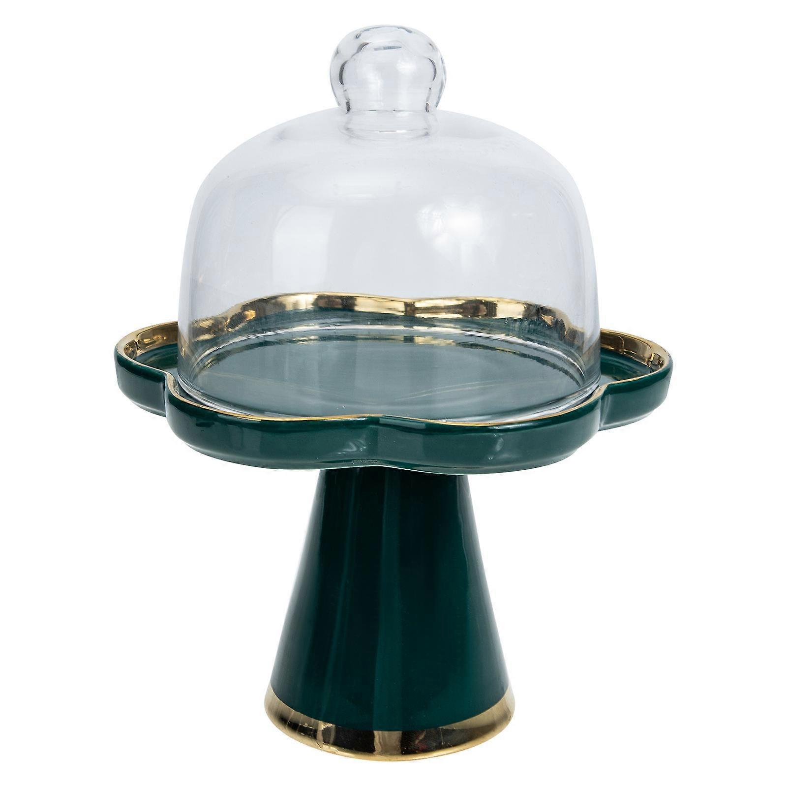 Decorative Cake Stand Footed Cake Plate for Afternoon Tea Elegant Design Dust-proof 1 Set