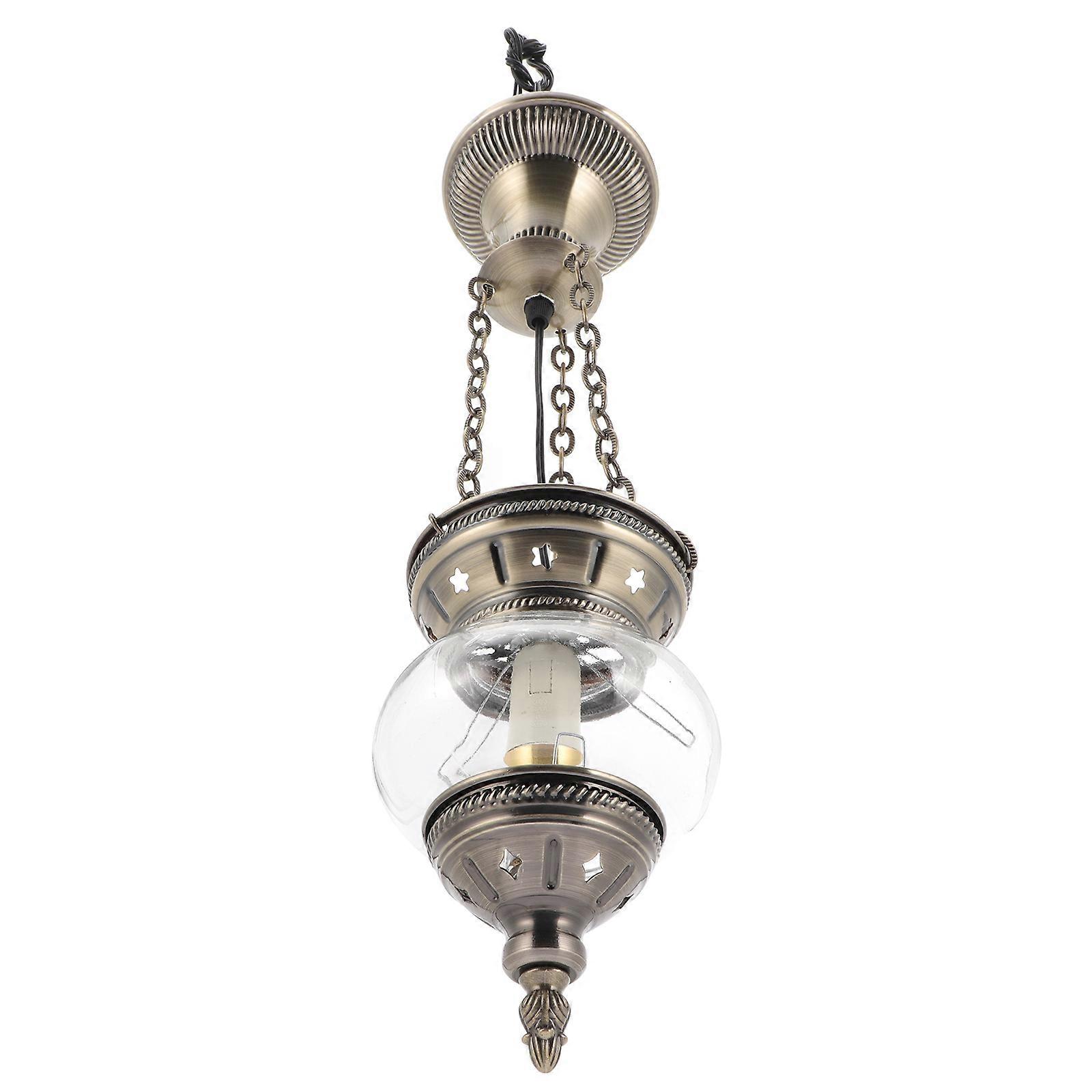 Retro Ceiling Light Pendant Lamp For Restaurant Lighting Round Shape Grey Color 20X13CM Glass Material Illumination 1Pack