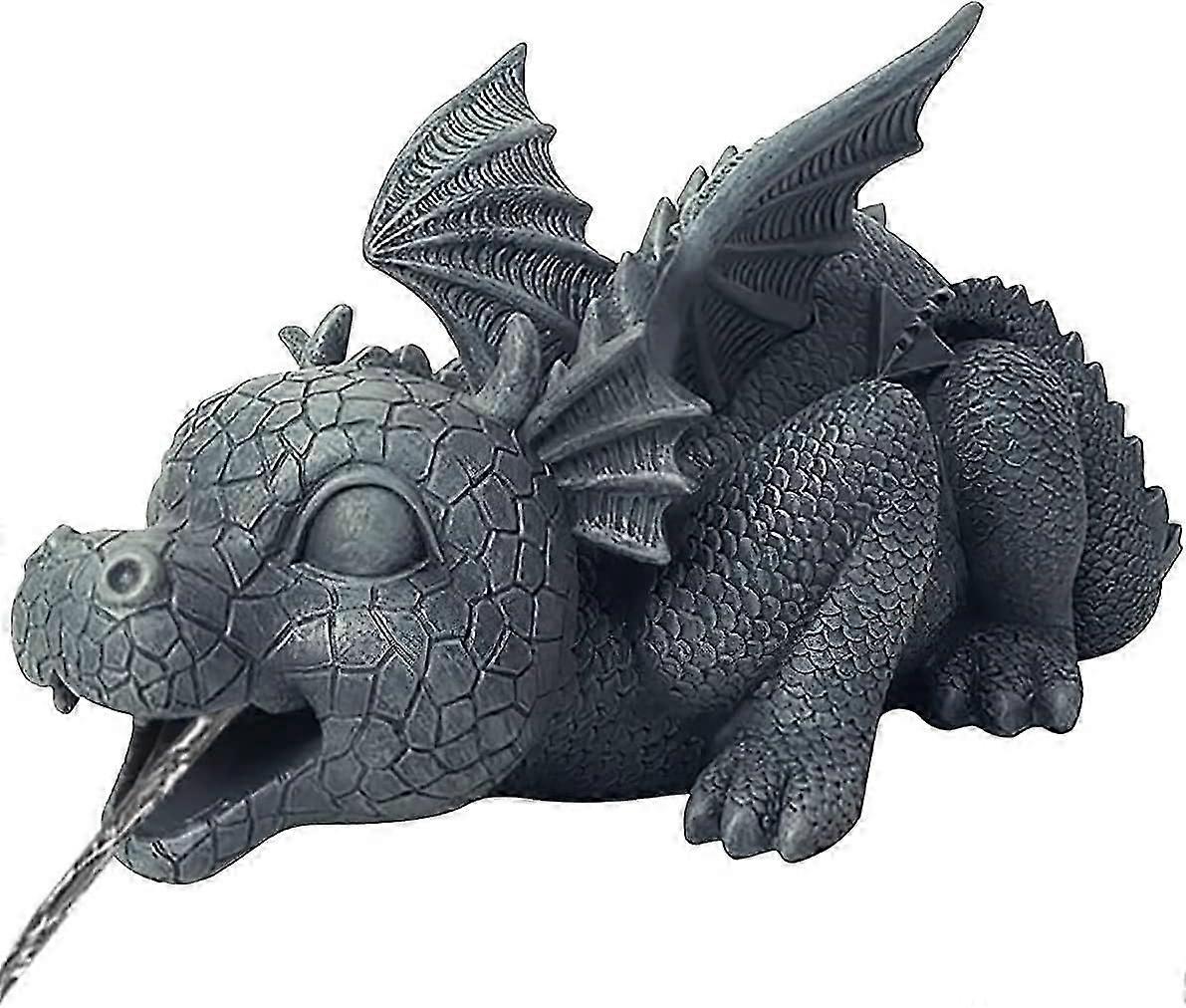 Fountain Dragon Statue Resin Spouting Water Dragon Sculpture Weather Resistant Realistic Water Spray Dragon Statue Outdoor Ornament for Garden Courtya