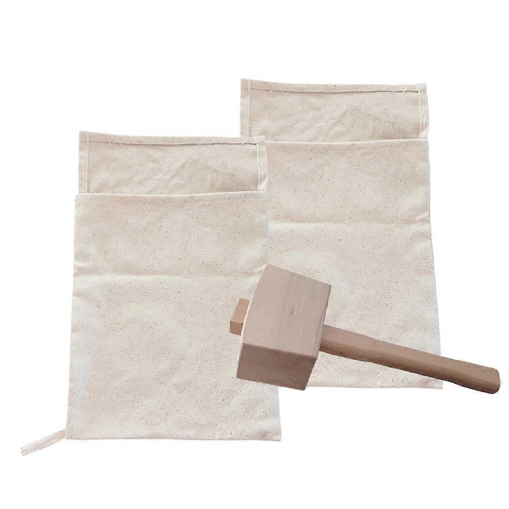 Canvas Ice Pack Ice Bags Crushed Ice Bags Rectangular Storage Kitchen Accessories Khaki 3Pcs